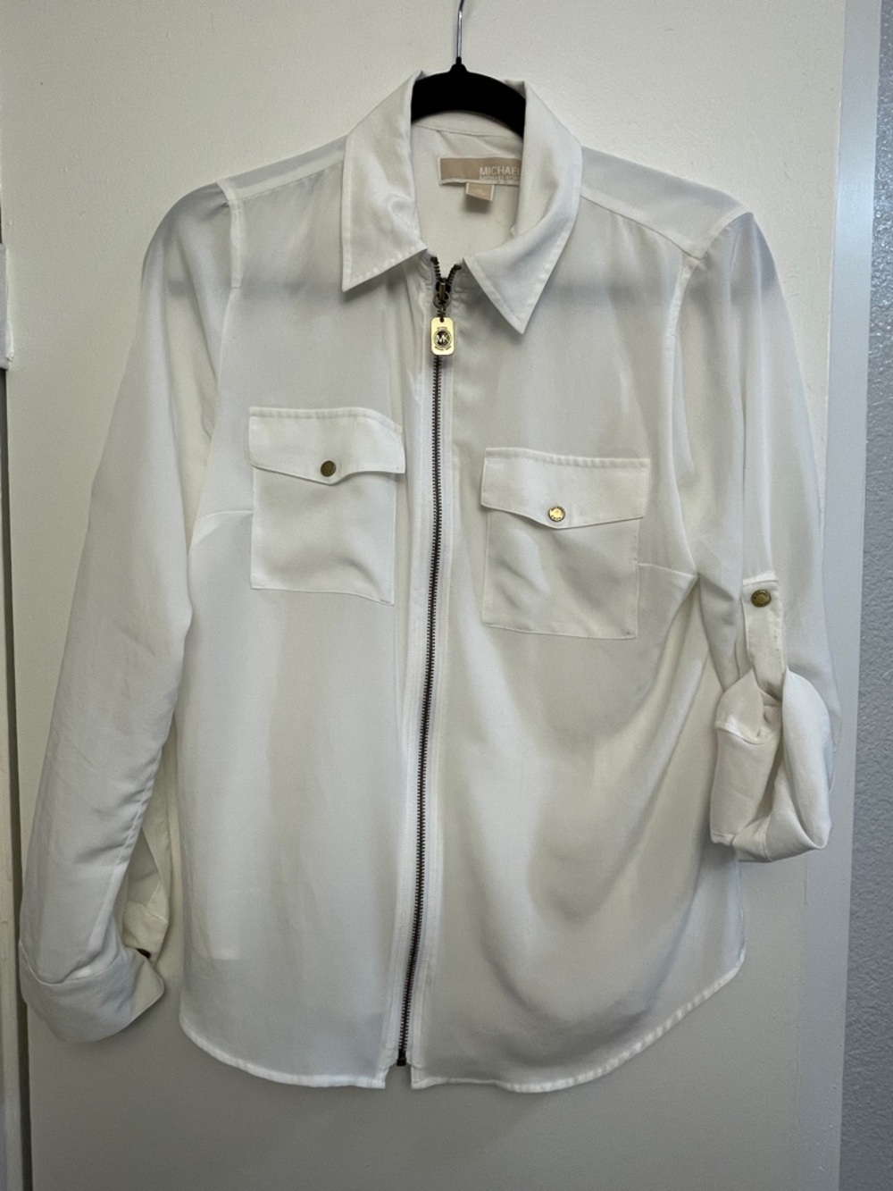 Michael Kors Cream Button-Front Shirt Jacket